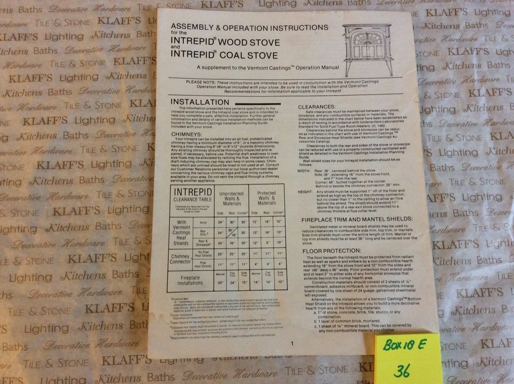 Vermont Castings Intrepid  Coal Kit installation Operation manual