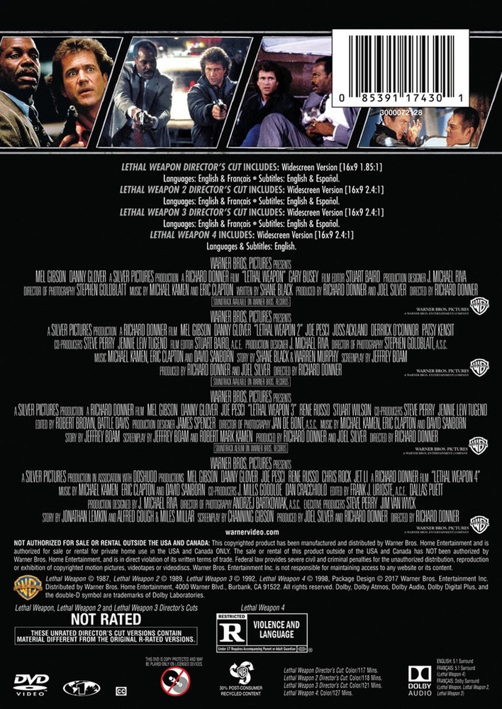 Lethal Weapon Collection DVD Mel Gibson NEW