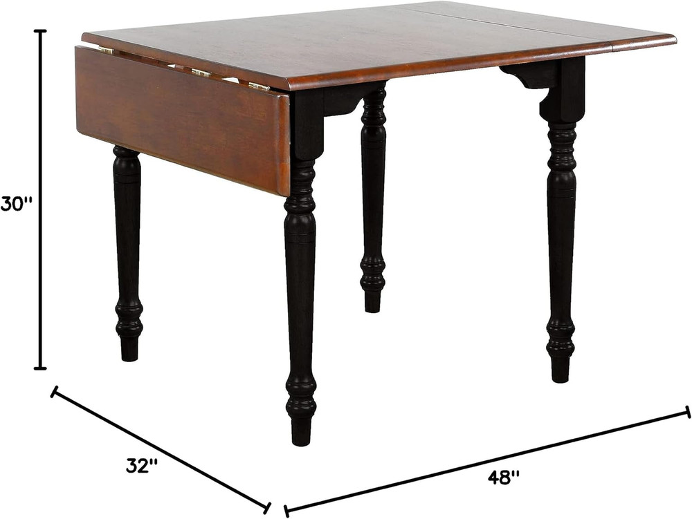Antique Black & Cherry Extendable 48" Drop Leaf Dining Table