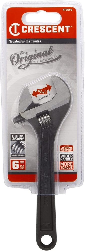 6" Adjustable Black Oxide Wrench - Carded - AT26VS