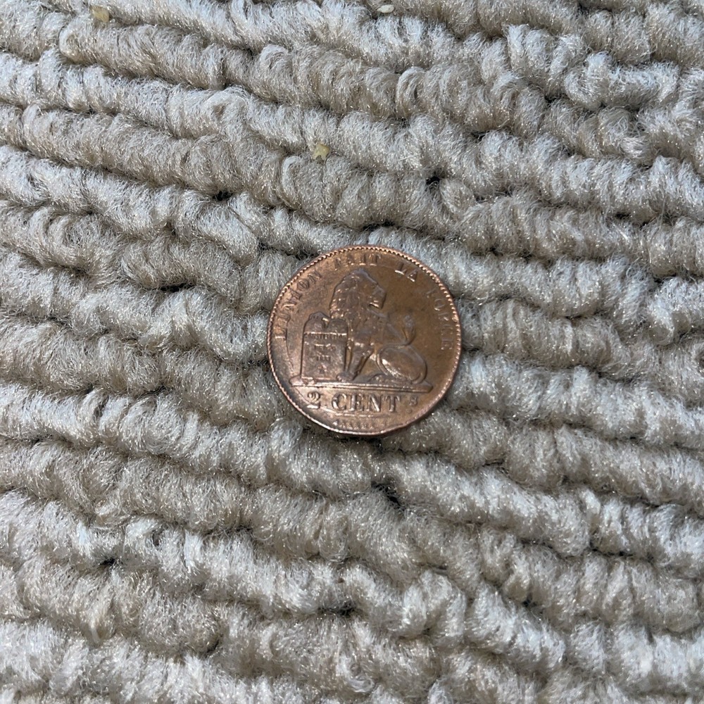 1865 Belgium 2 Cent Coin