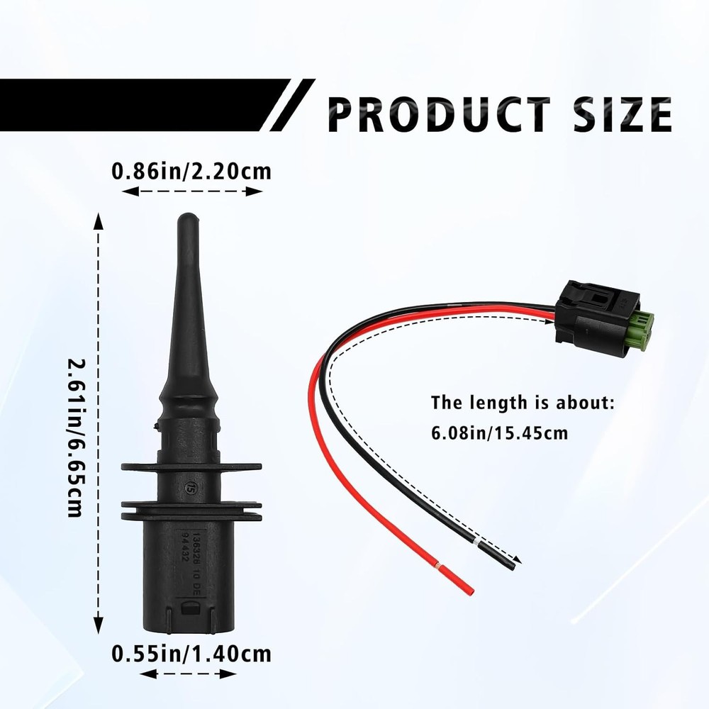 Outside Ambient Air Temperature Temp Sensor - Connector Pigtail Plug Compatible