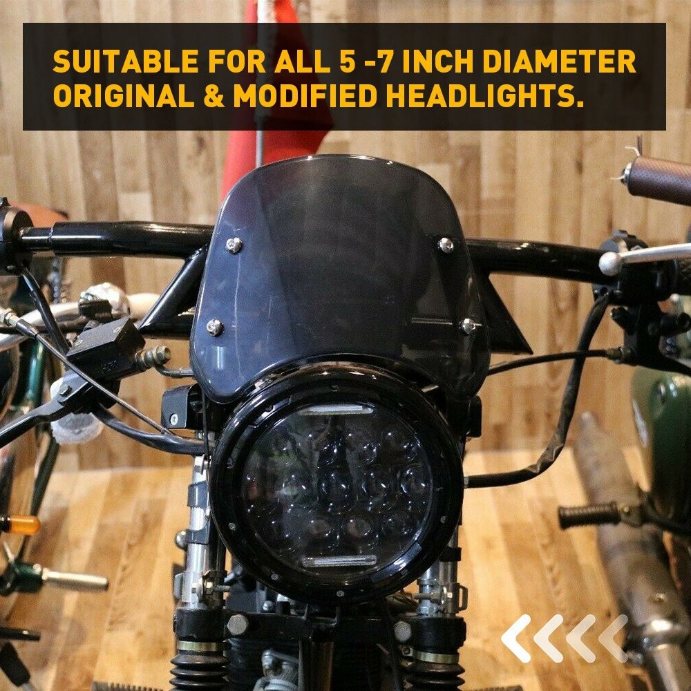 Universal Motorcycle Headlight Fairing Windscreen Windshield 5-7'' Round Black