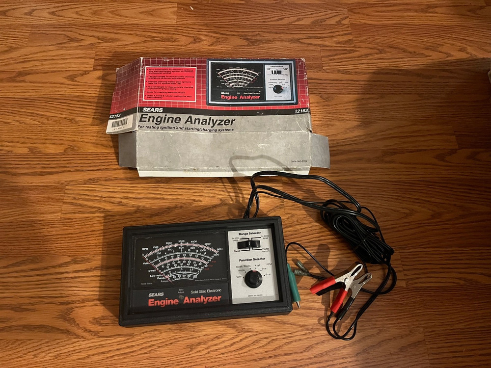 Vintage Sears Engine Analyzer with damaged box - NOT TESTED.