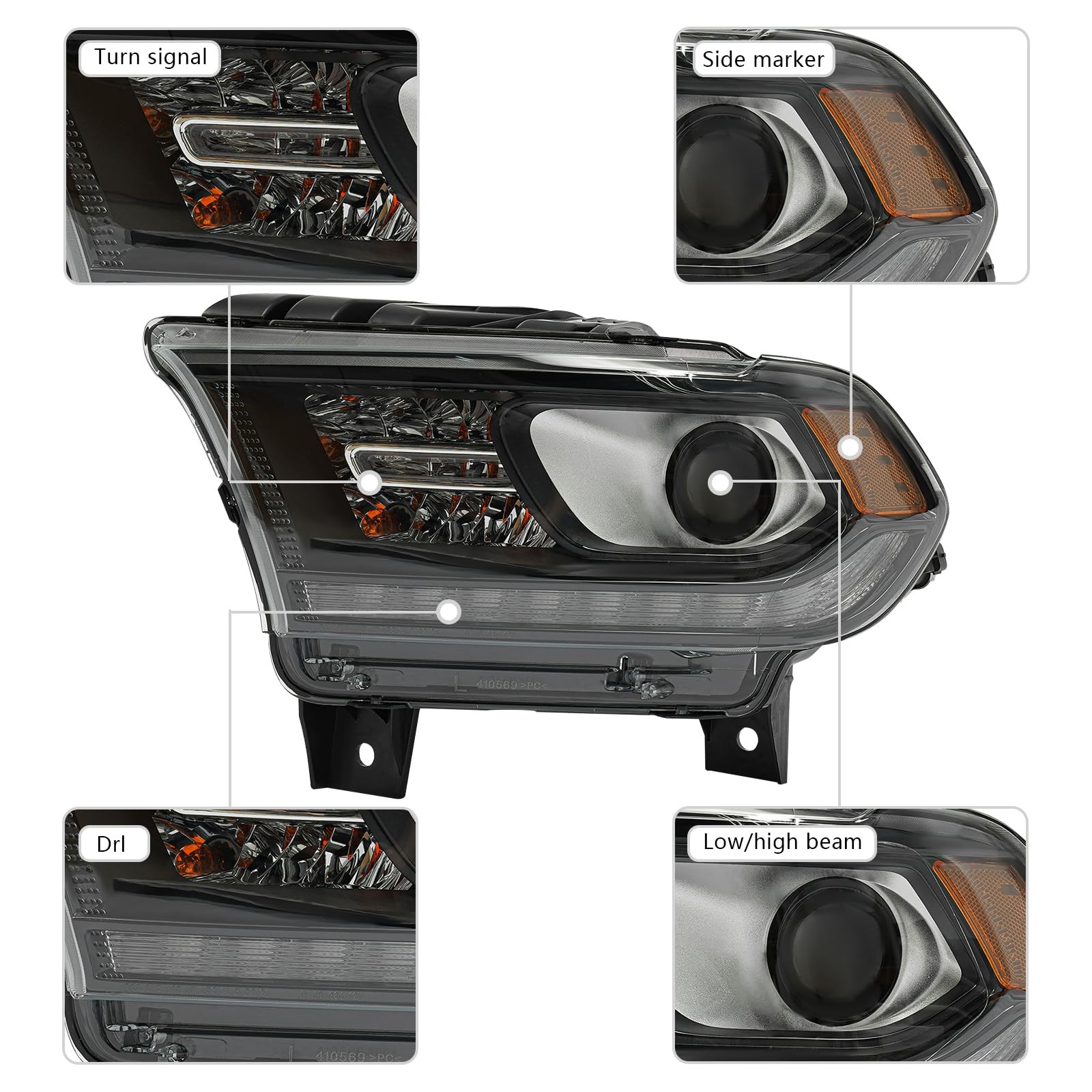 For Dodge Durango 2016-2020 HID Headlight Lamp Assembly w/LED (Left)