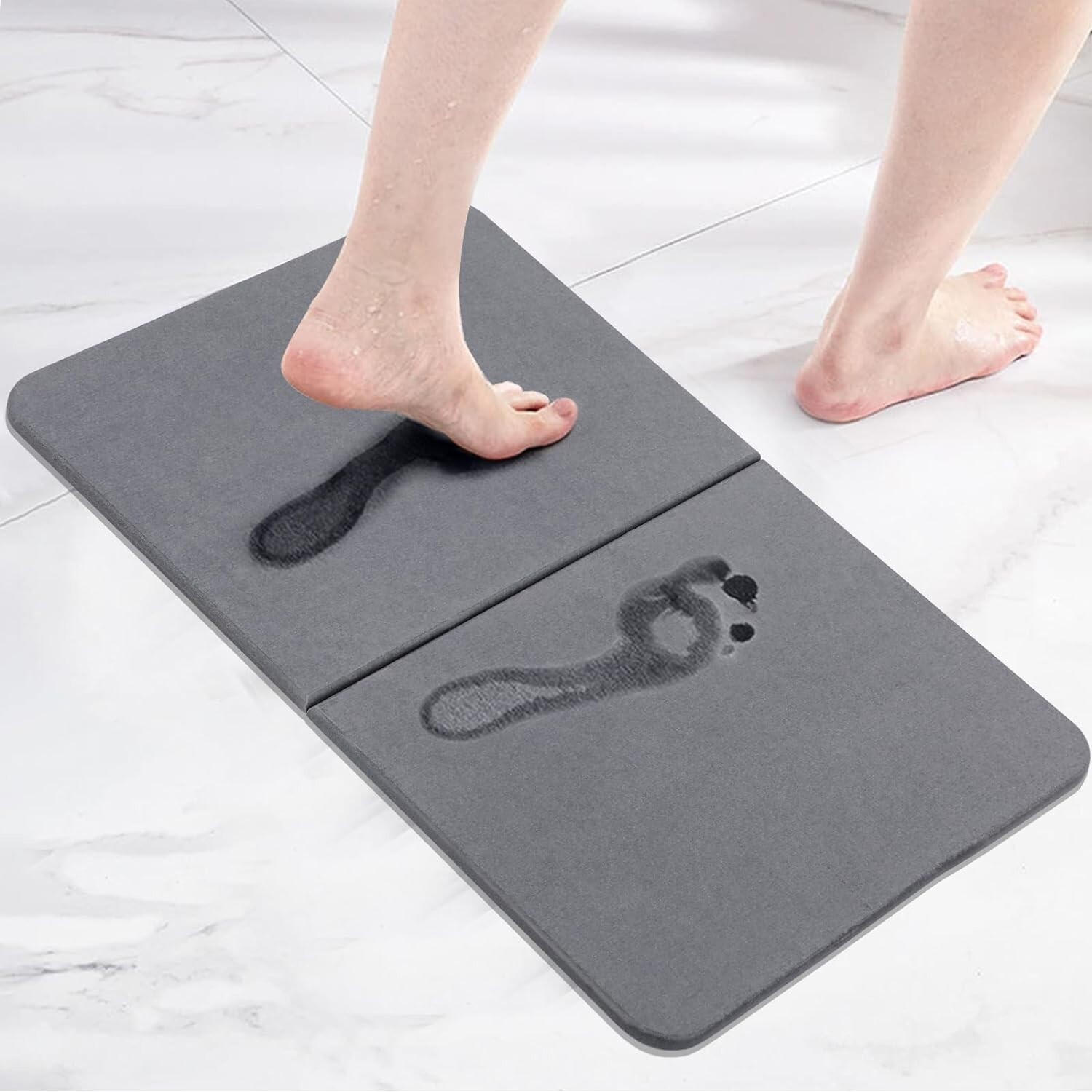 ceous Earth Bath Non-Slip Stone Shower Mat Foldable 23.6 x 15.4in