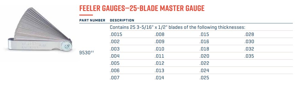 Wright Tool 9530 25-Blade Master Feeler Gauge