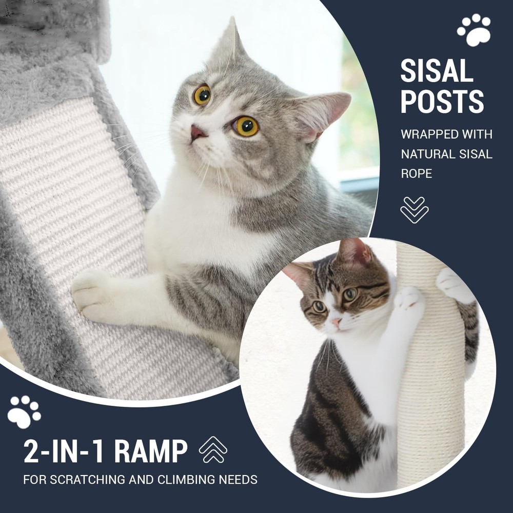 68 Inches Cat Tree/Scratching Post/Light Grey