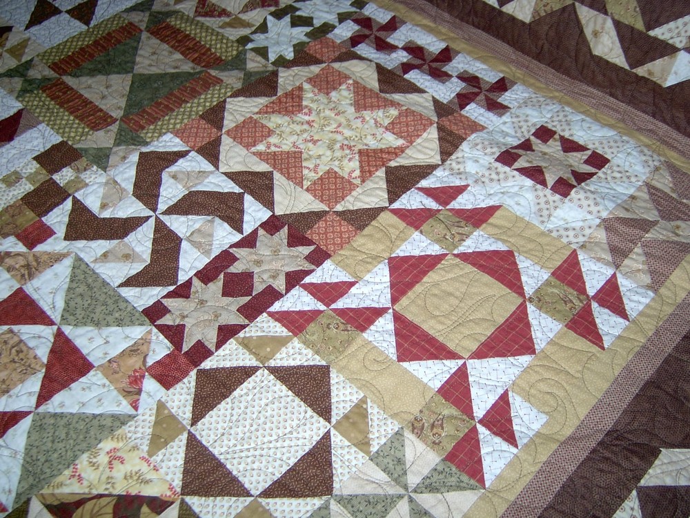 Queen Hand Made Fall Sampler Patchwork Quilt 87x102