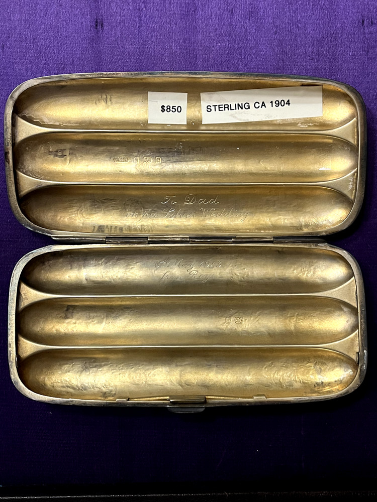 Antique Sterling Silver Fluted Cigar Case
