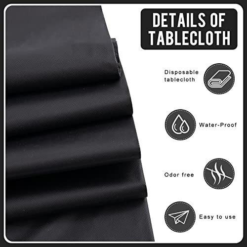 6 Pack Premium Round Disposable Plastic Tablecloth - 84 Round - 6 Pack Black