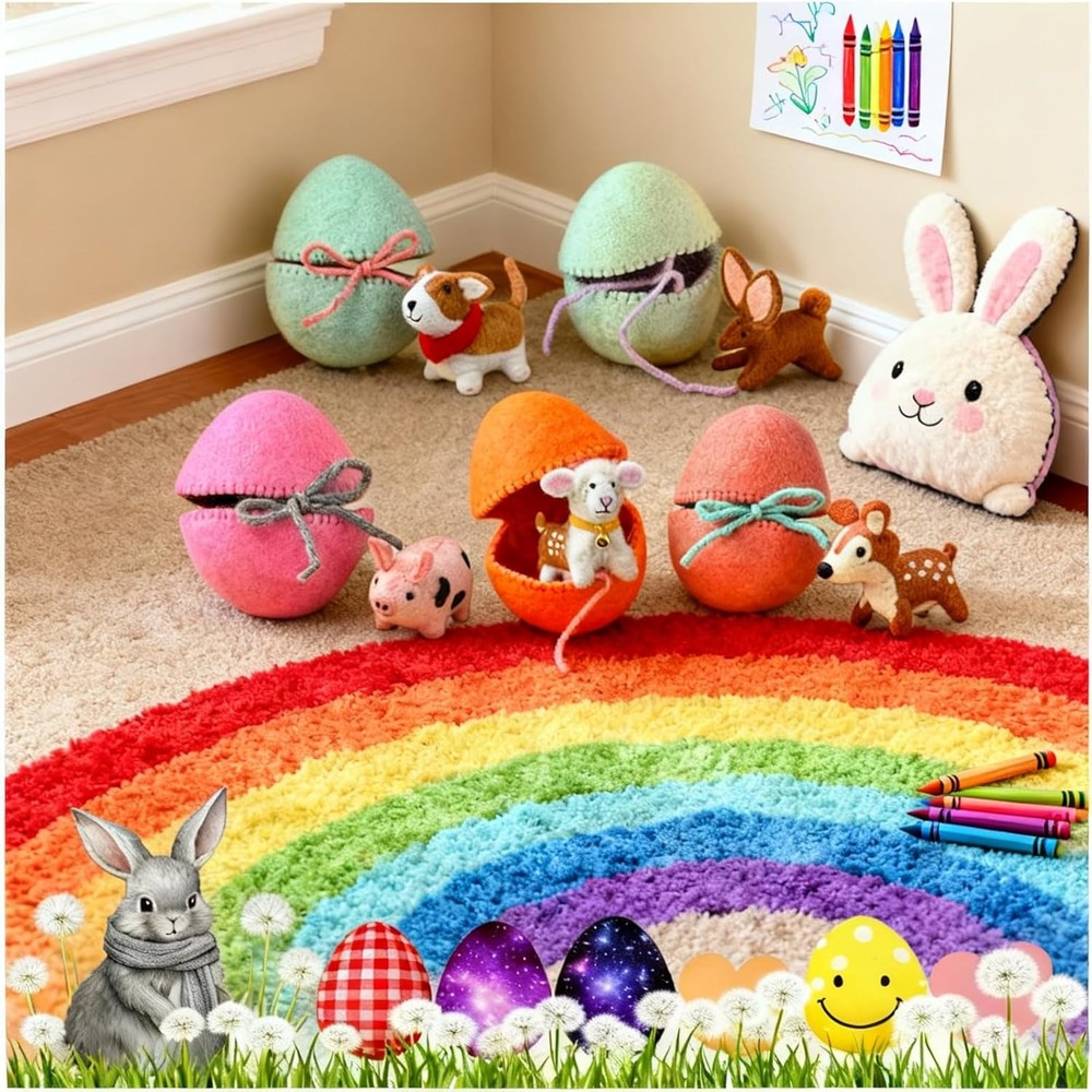 Surprise Easter Egg from Wool Felt,Handmade Felt Easter Egg with Hidden Toy,Reus