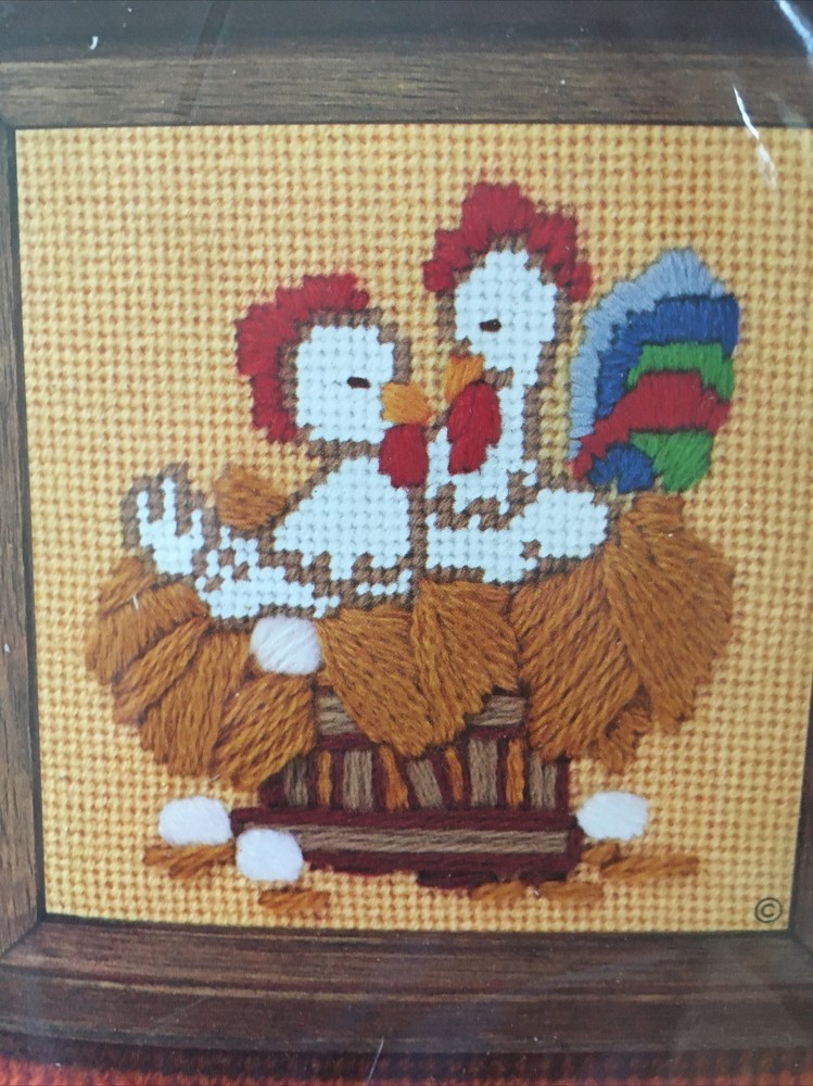 Needle Pointers 1990 “Poultry Pair” Needlepoint Kit Sunset Designs #5420 NIP
