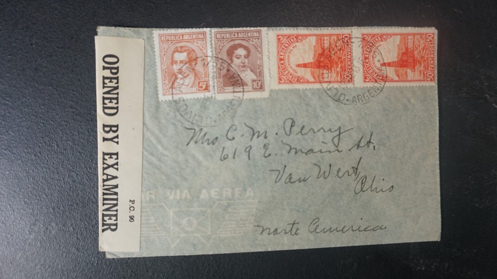 Argentina Censor cover to Van Wert OH