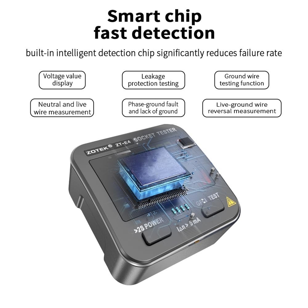 Socket Tester, Plug Tester for Electrical outlets,ZT-E4, Leakage Detector wit...