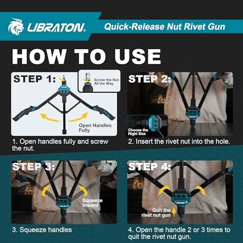 Rivet Nut Tool, 16" Rivnut Tool Kit, Hand Rivet Auto Release Rivet Nut Tool