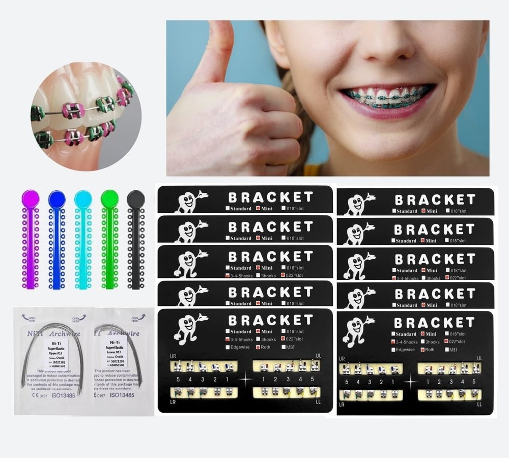 Teeth Model Brackets - 200pcs Pack with Ligature Ties