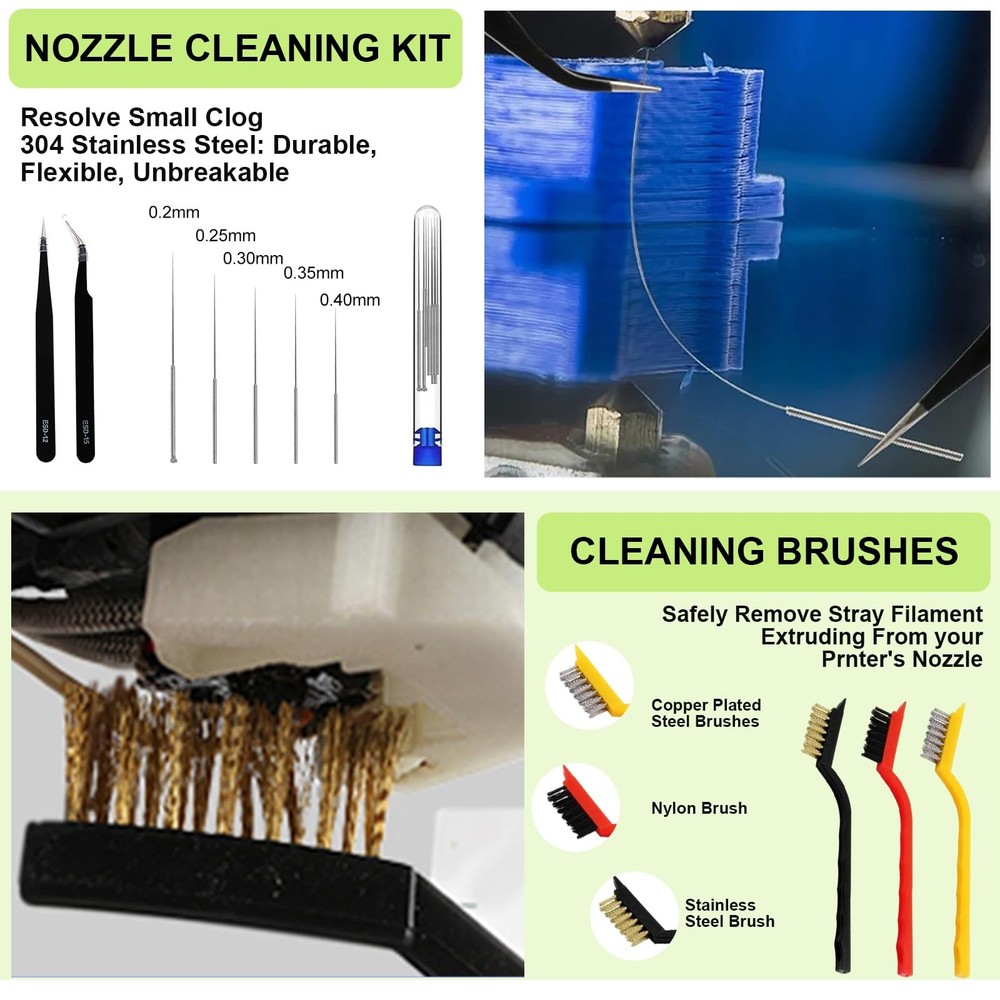 176 PCS 3D Printing Tool Kit, Accessories with Nozzle 176PCS