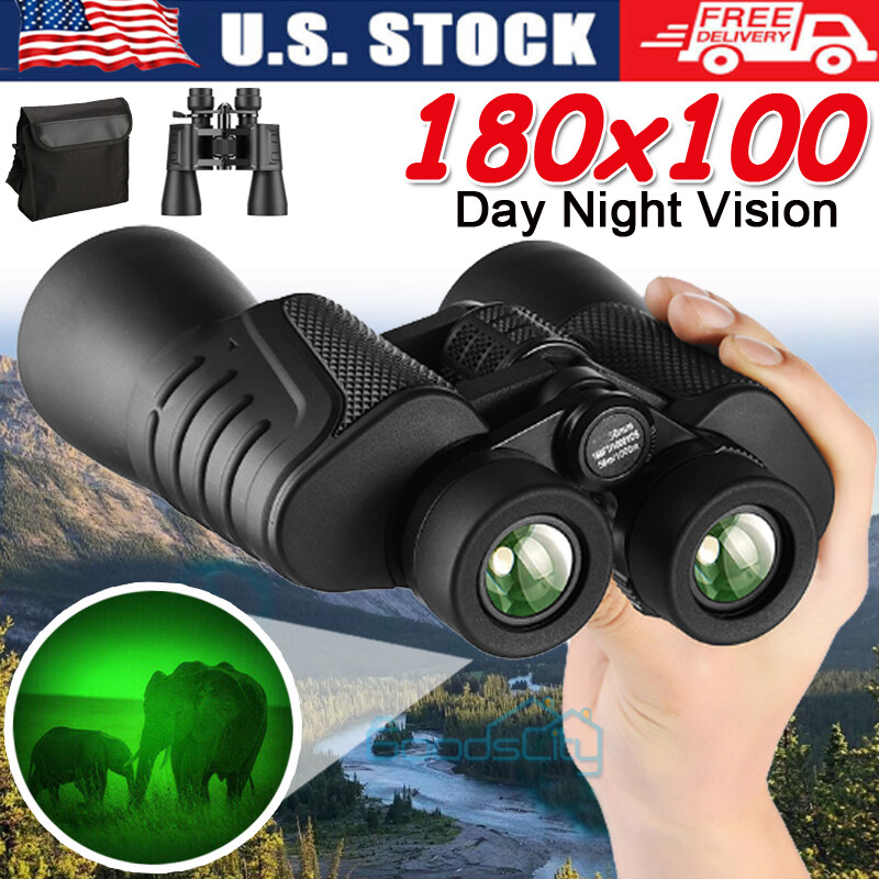 180x100 High Power Military Binoculars Day/Night Vision Waterproof Hunting +Case