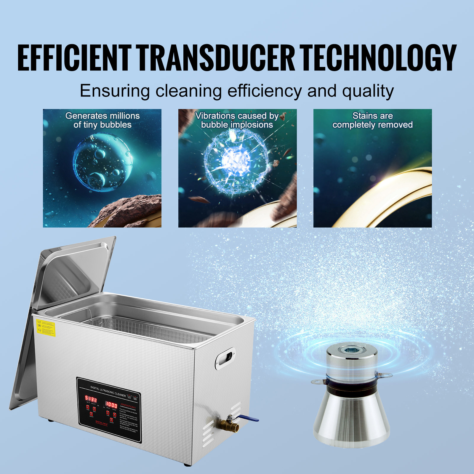30L Ultrasonic Cleaner Timer Heating Machine Digital Industrial Sonic Cleaner