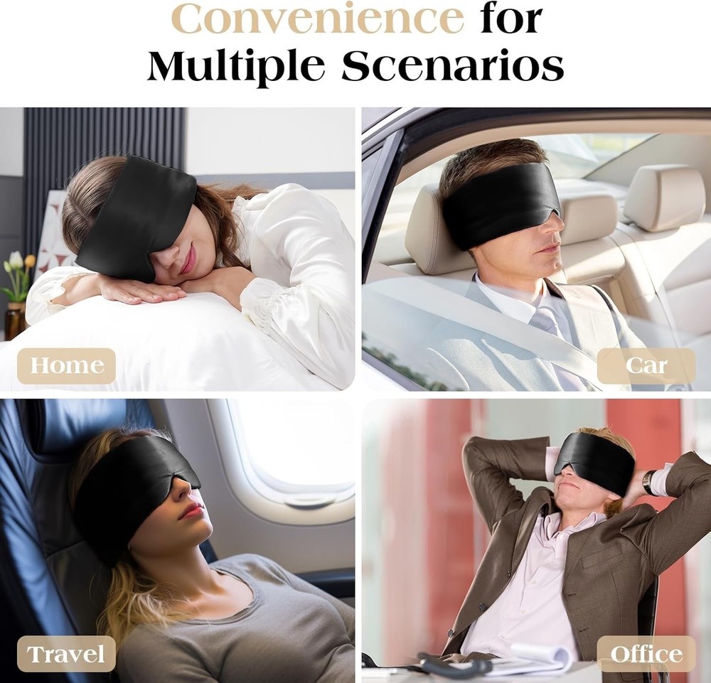 100% Mulberry Silk Sleep Mask, Comfortable Soft for Deep Sleeping, Blackout E...