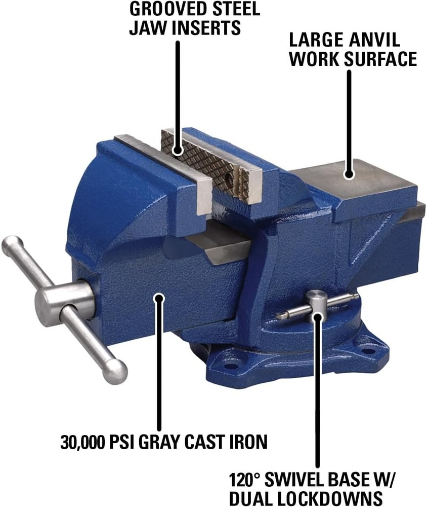 Versatile Bench Vise, 4" Jaw Width, 30,000 PSI