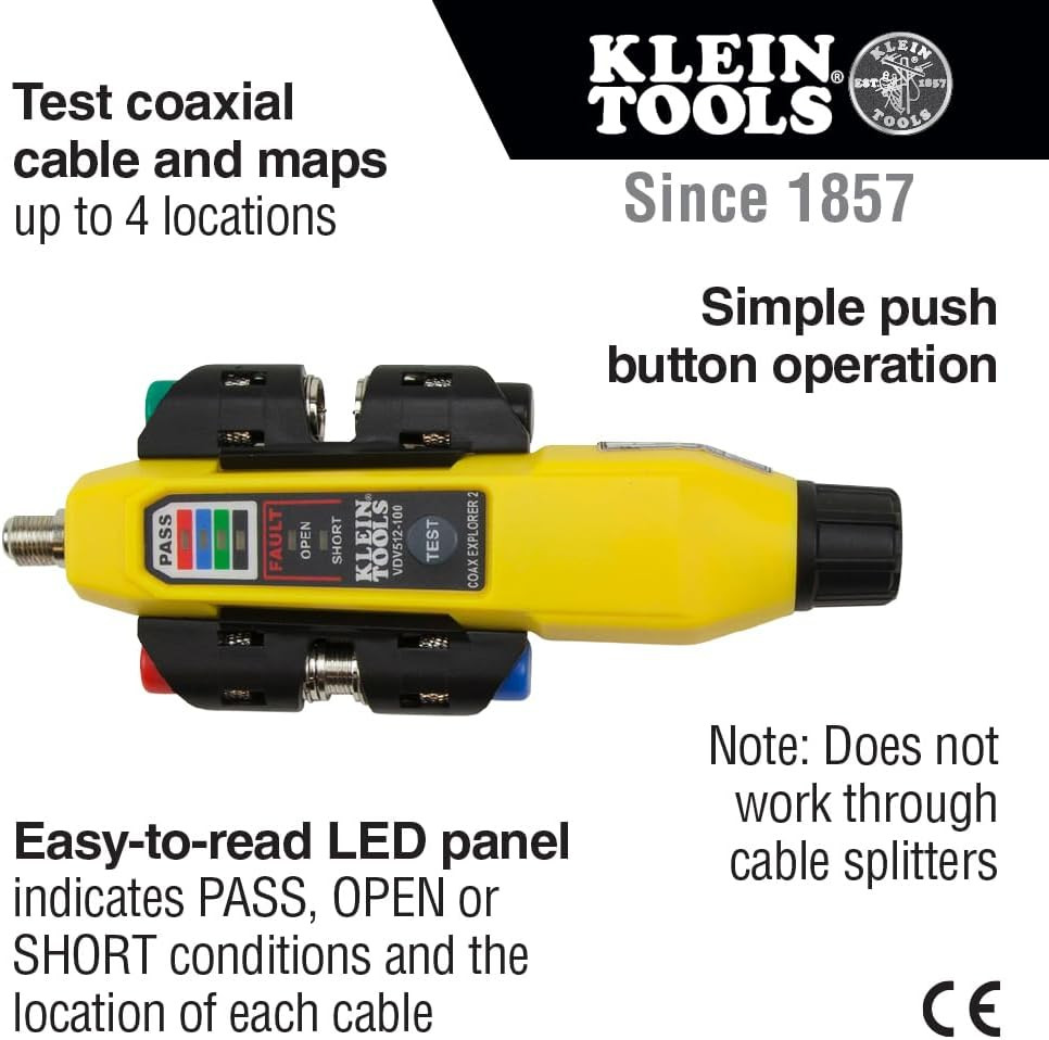Klein Tools VDV512-101 Explorer 2 Coax Tester Kit, Includes Cable Tester / Wire