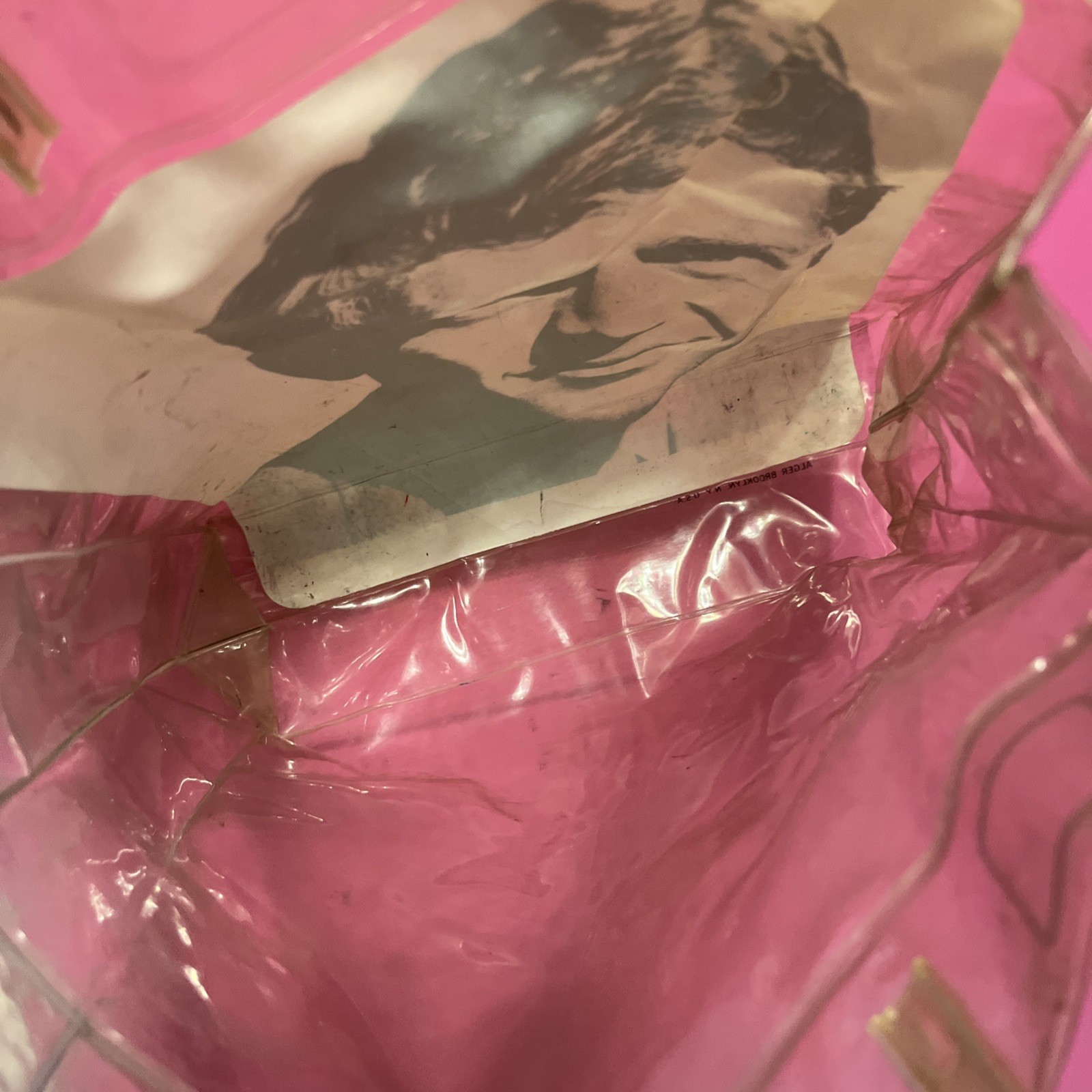 Vintage 60s Mod Steve McQueen PVC Vinyl Alger Creations Clear Tote Bag USA MCM
