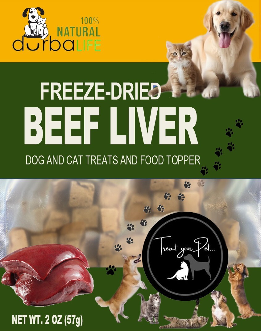 Freeze Dried Beef Liver Dog & Cat Treats Food Topper Single Ingredient (2-Pack)