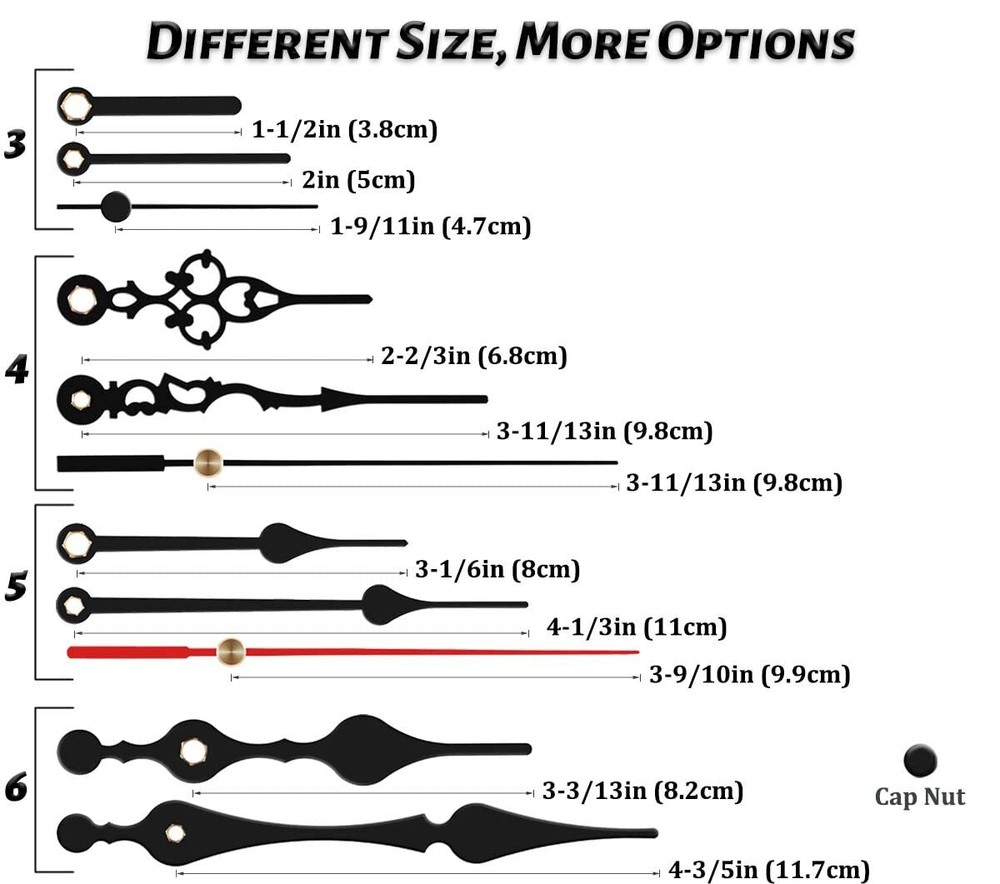 2 Non Ticking Clock Movements with 6 Pack Different Size Clock Hands DIY Repa...