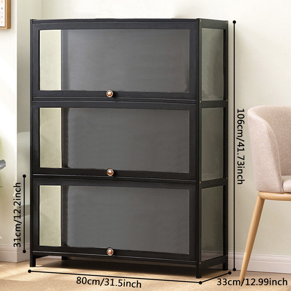 3-Tier Acrylic Figure Model Toy Collection Cabinet Display Storage Shelf Black