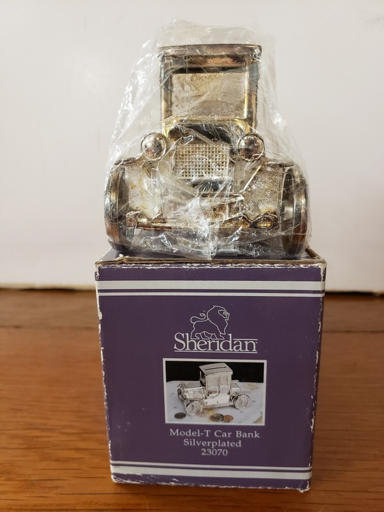 Vtg Sheridan Silverplated Model-T Car Bank 23070 NIB