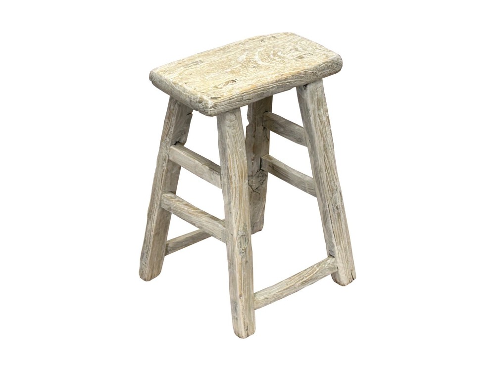 Rustic Raw Rough Wood Grain Rectangle Slim Stool Bench Side Table ws4616