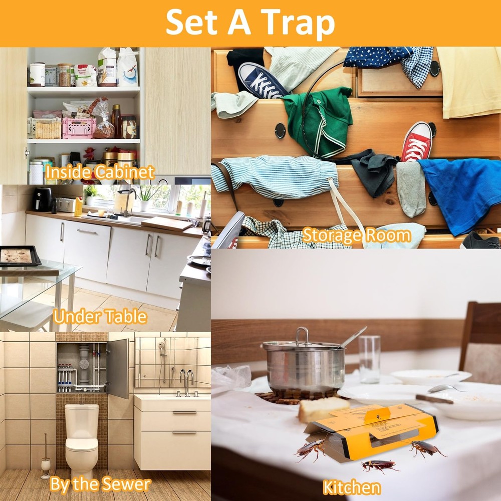 24-Pack Roach Traps Indoor - Killer Glue for Cockroach Infestation Control