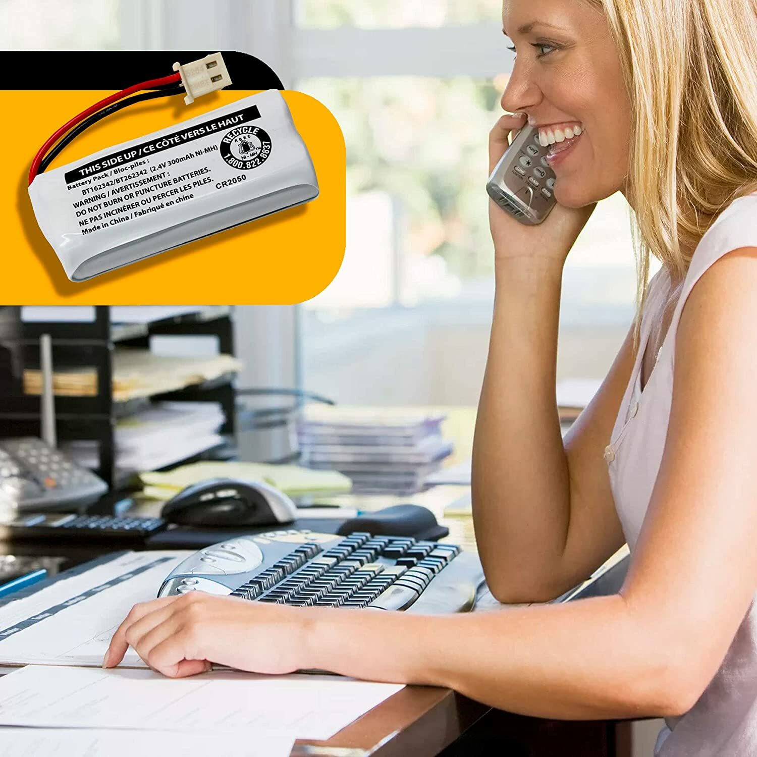 3-Pack Genuine VTech BT162342/BT262342 2.4V 300mAh Cordless Phone Battery Packs