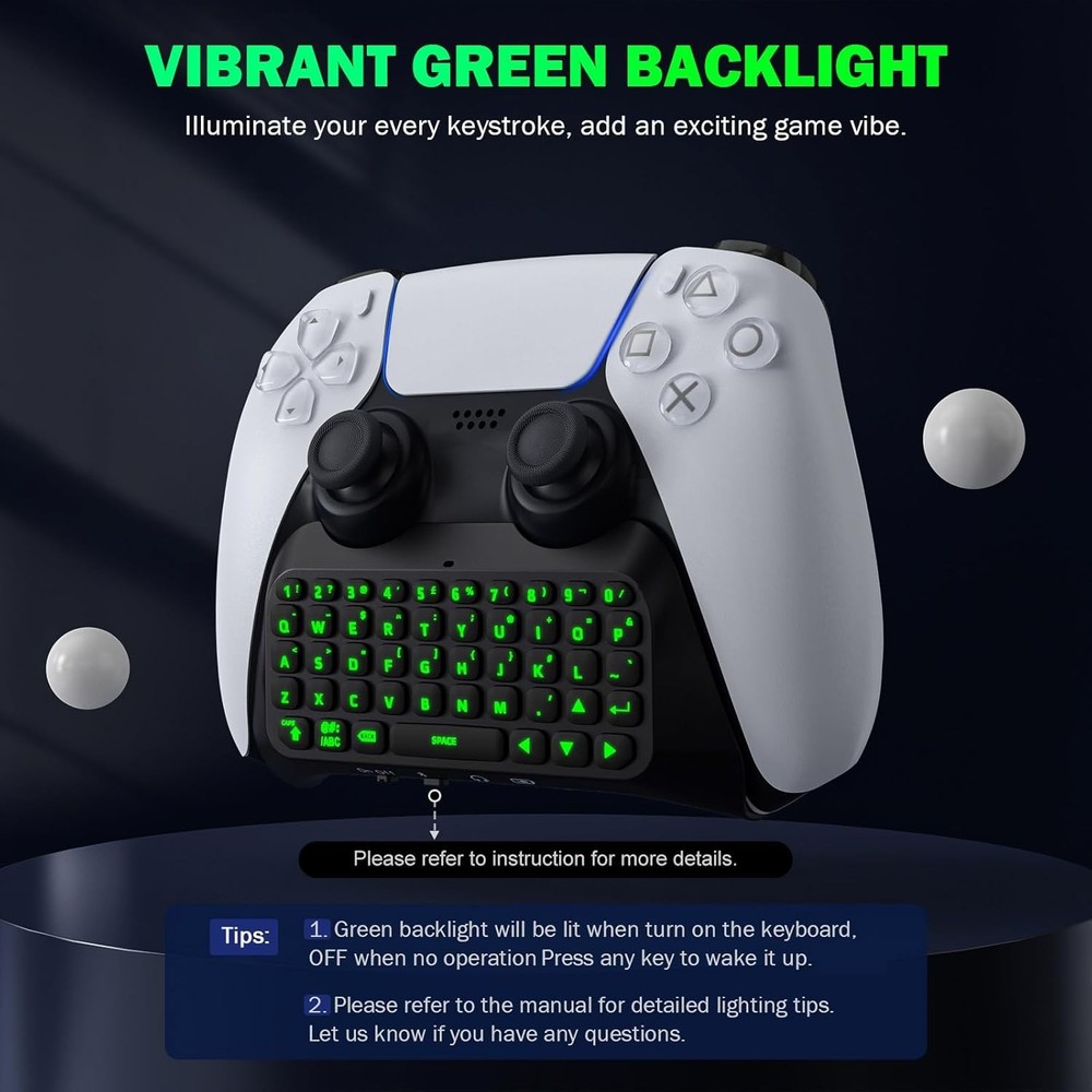 PS5 Controller Keyboard Chatpad Wireless Backlit