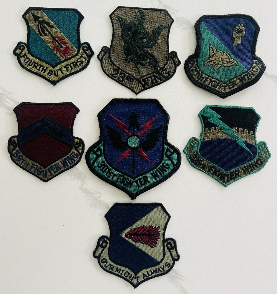 USAF ANG 7 Subdued Fighter Wing Patch Lot