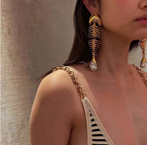 Schiaparelli Fish Bone Earrings NEW