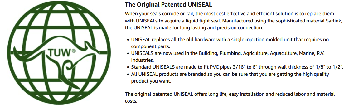 2'' UNISEAL Flexible Tank Adapter (Bulkhead) - 2 Pack