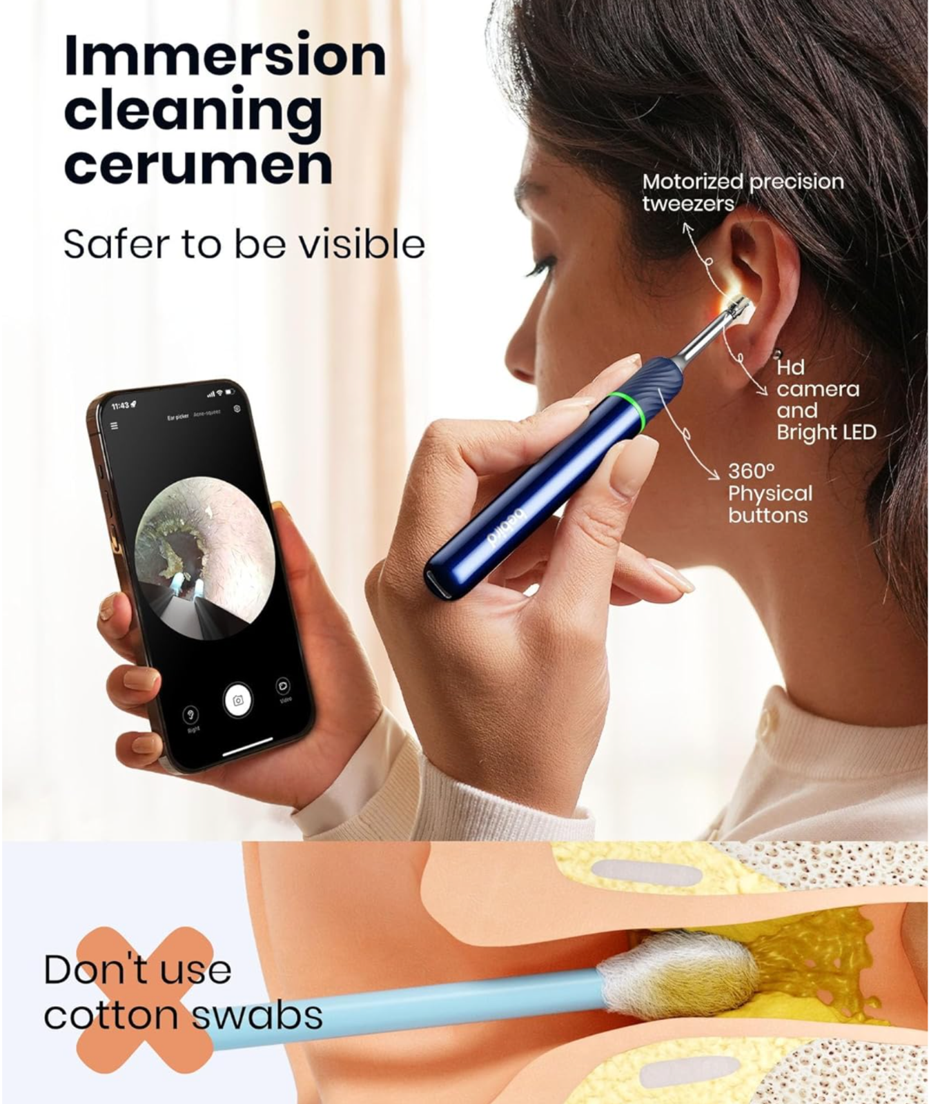 BEBIRD Note5 Pro Visual Smart 10 Megapixel HD Ear Wax Removal Endoscope Camera