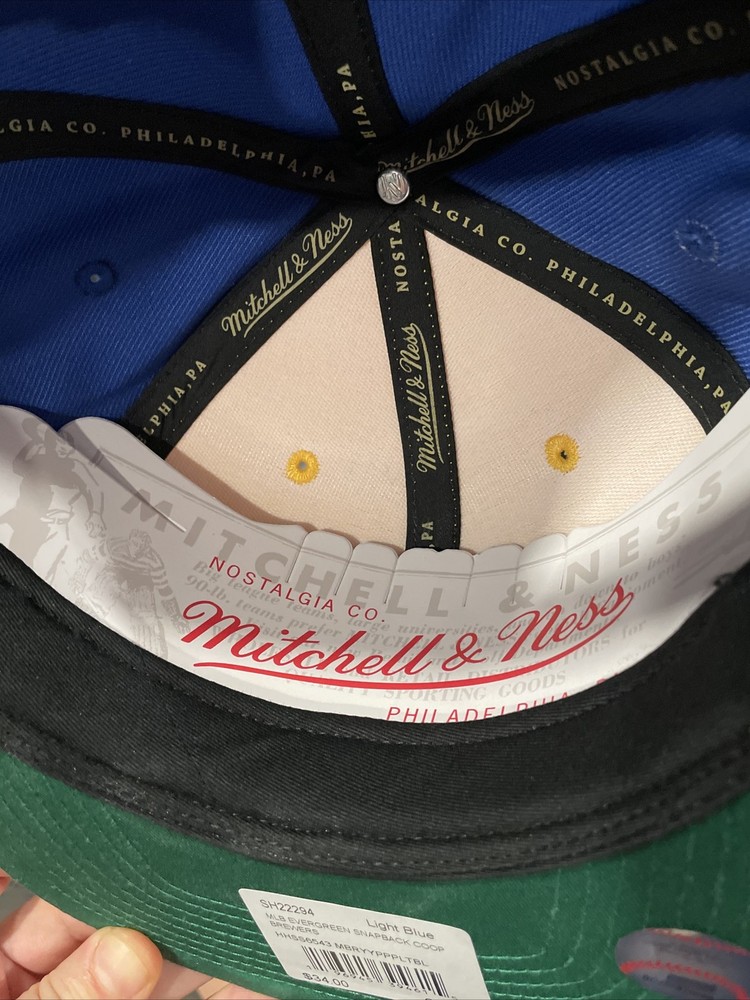 NWT Milwaukee Brewers MLB Snapback Hat LOGO Mitchell & Ness Baseball Throwback
