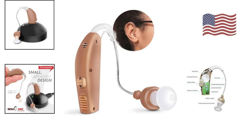 Discreet Behind-the-Ear Amplifier - Fast Charging & Adjustable Volume Control