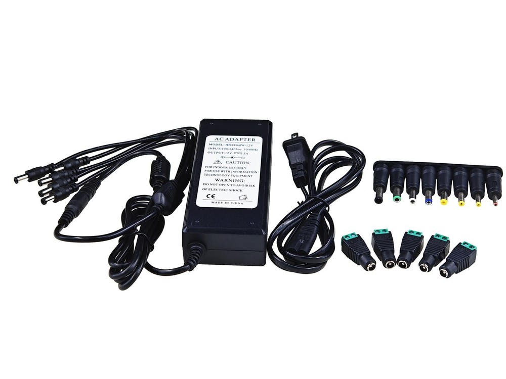 DC Power Adapter 12V 5A 5-Way Splitter Multiple Conversion Heads Converter Unit