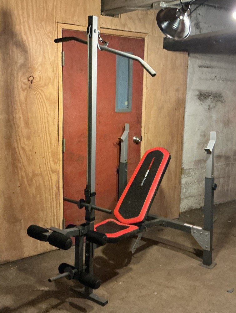 Weider Pro 265 Adjustable Bench Exerciser Lat Tower Curl Pad Leg Extension