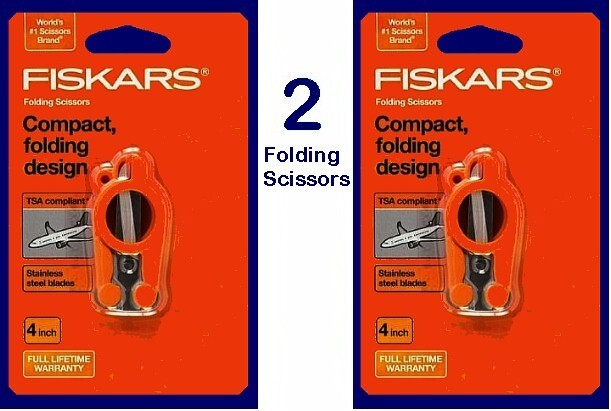 2 pairs Fiskars 4" Compact Folding Scissors ~ 2 ITEMS!