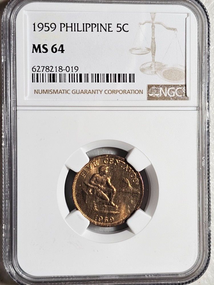 Philippines 5 Centavos 1959 NGC MS 64