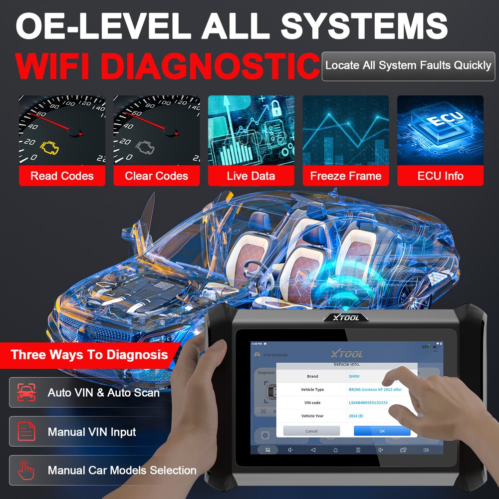 XTOOL D7W WIFI Wireless Auto Diagnostic Scan Tool Full System E.CU Coding DoIP