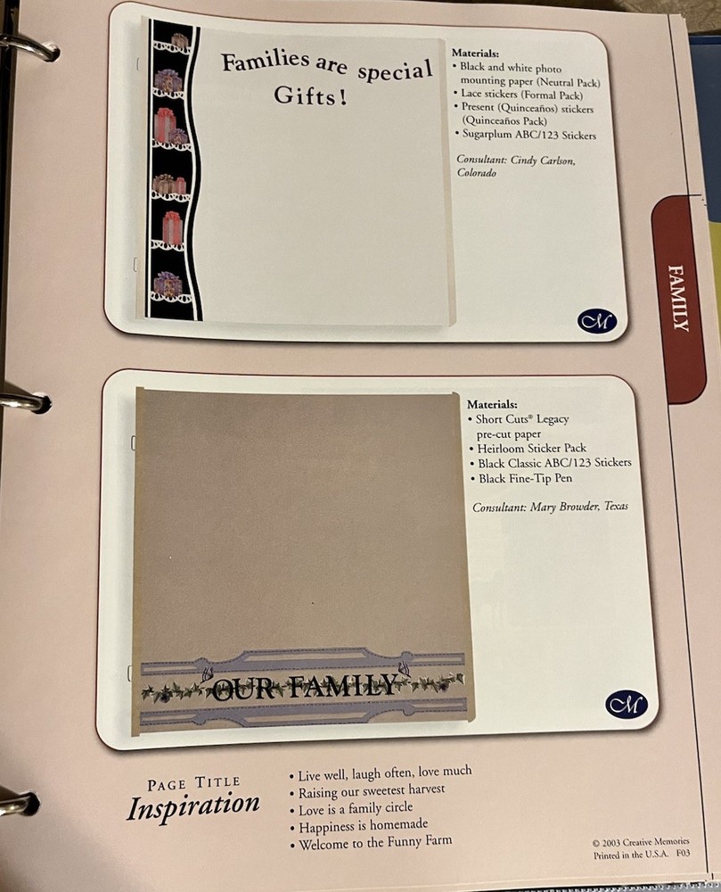 Creative Memories Page Patterns In Binders Start Smart Booklet Scrapbook