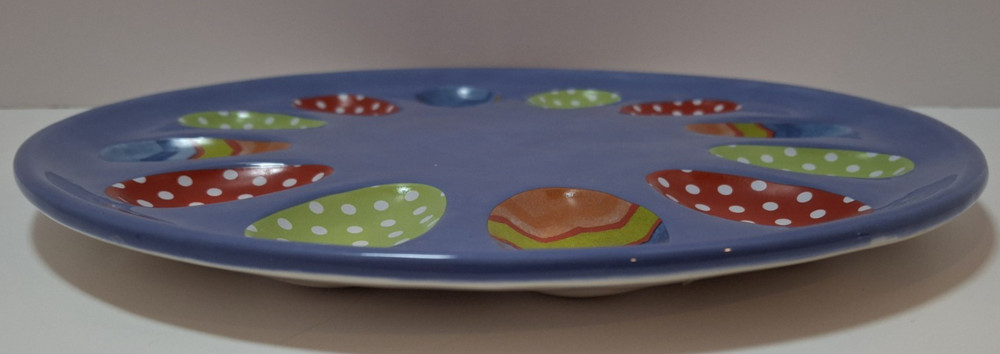 Harry & David 2008 Easter Egg/Deviled Egg Platter Ceramic Porcelain 12 Egg Beds
