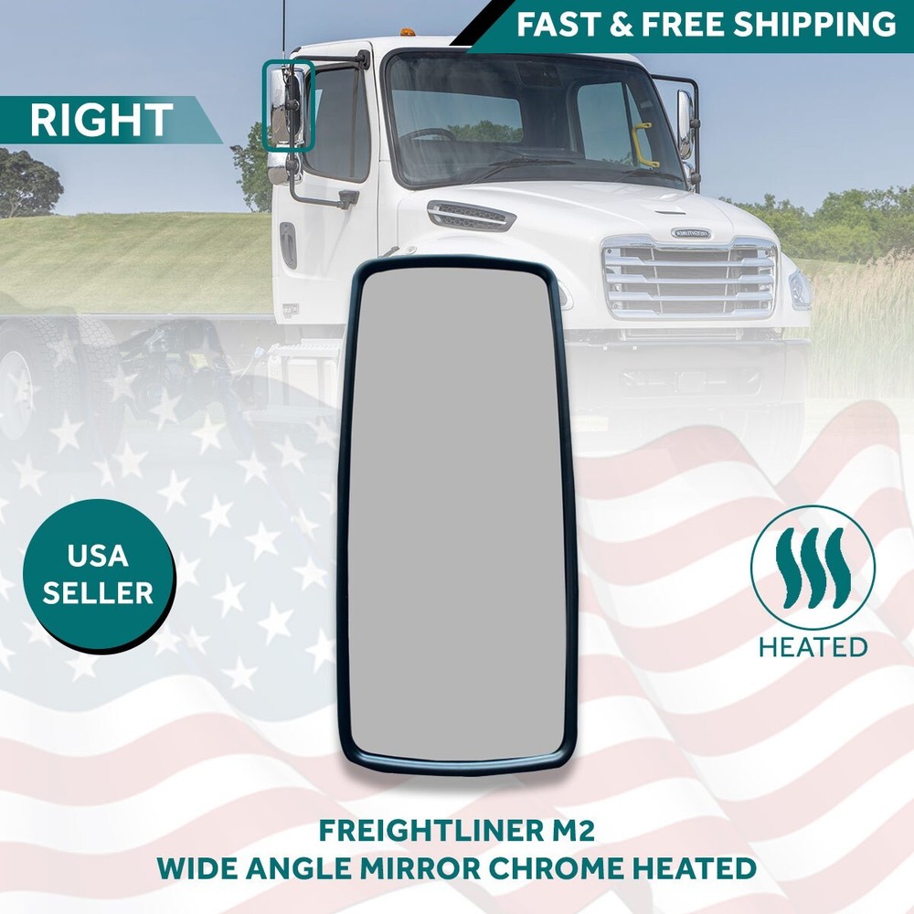 Freightliner M2 Chrome Mirror Assembly Upper Heated Left Right Pair 2006 2018